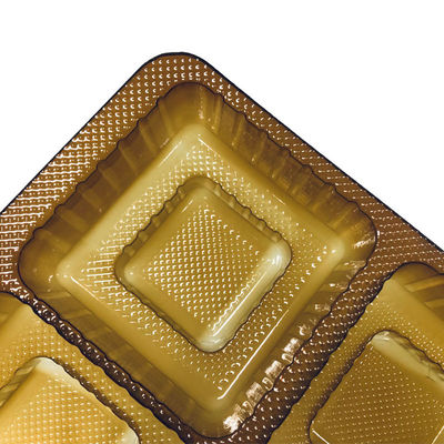Op maat gemaakte 6 compartimenten Amber kleur Blister Invoegplaat voor Mooncake Plastic Box