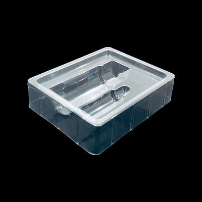 Geproduceerde heldere PET-blisterverpakking Invoegbak voor huidverzorgingskit in plastic materiaal